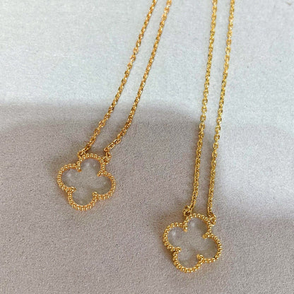 [⭐Maelin]CLOVER ROCK CRYSTAL ROSE GOLD NECKLACE