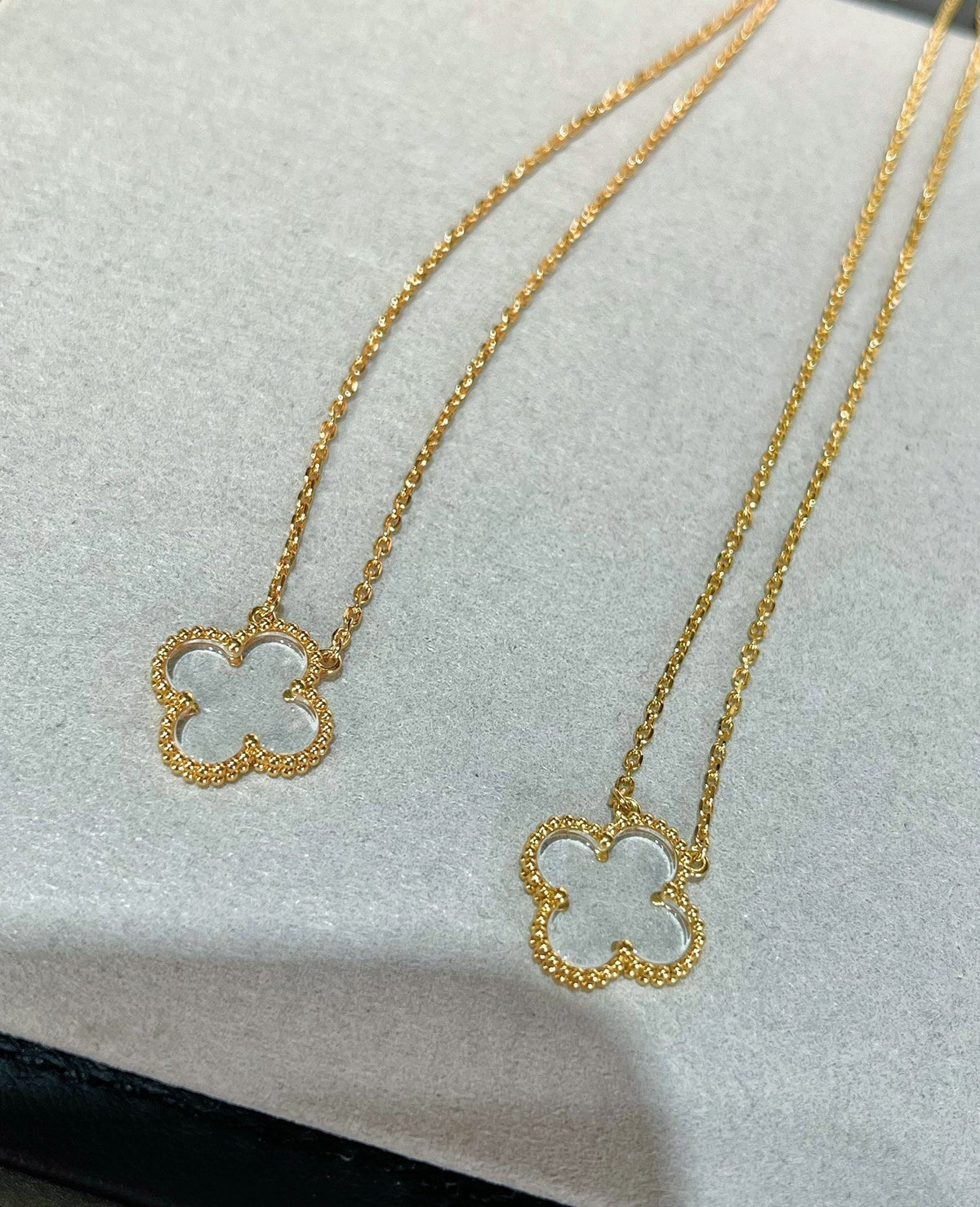 [⭐Maelin]CLOVER ROCK CRYSTAL ROSE GOLD NECKLACE