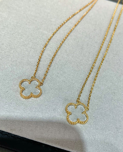 [⭐Maelin]CLOVER ROCK CRYSTAL ROSE GOLD NECKLACE
