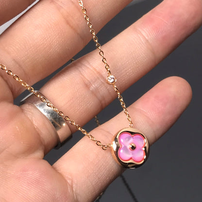 [⭐Maelin]COLOR BLOSSOM PINK MOP SUN GOLD NECKLACE