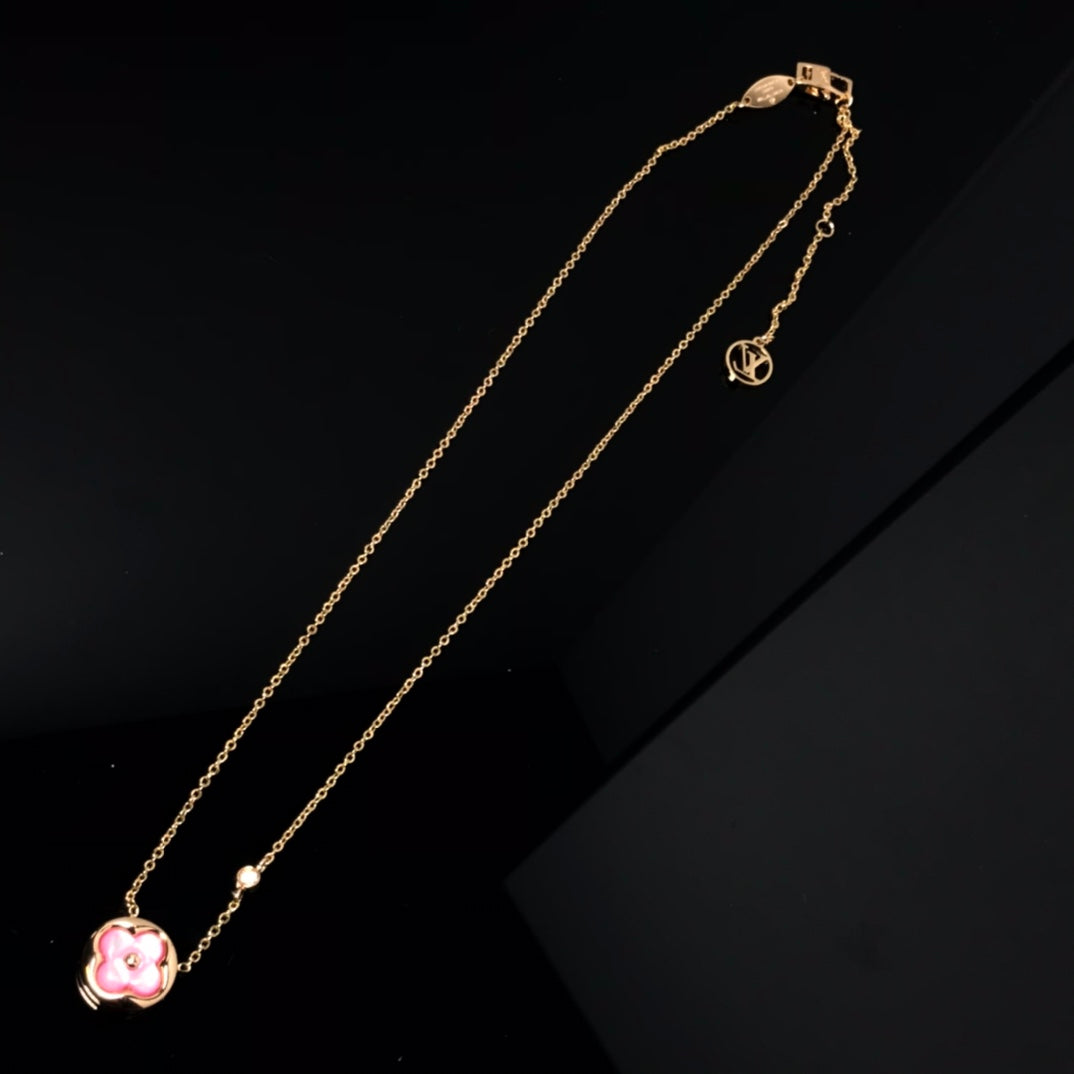[⭐Maelin]COLOR BLOSSOM PINK MOP SUN GOLD NECKLACE