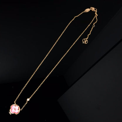 [⭐Maelin]COLOR BLOSSOM PINK MOP SUN GOLD NECKLACE