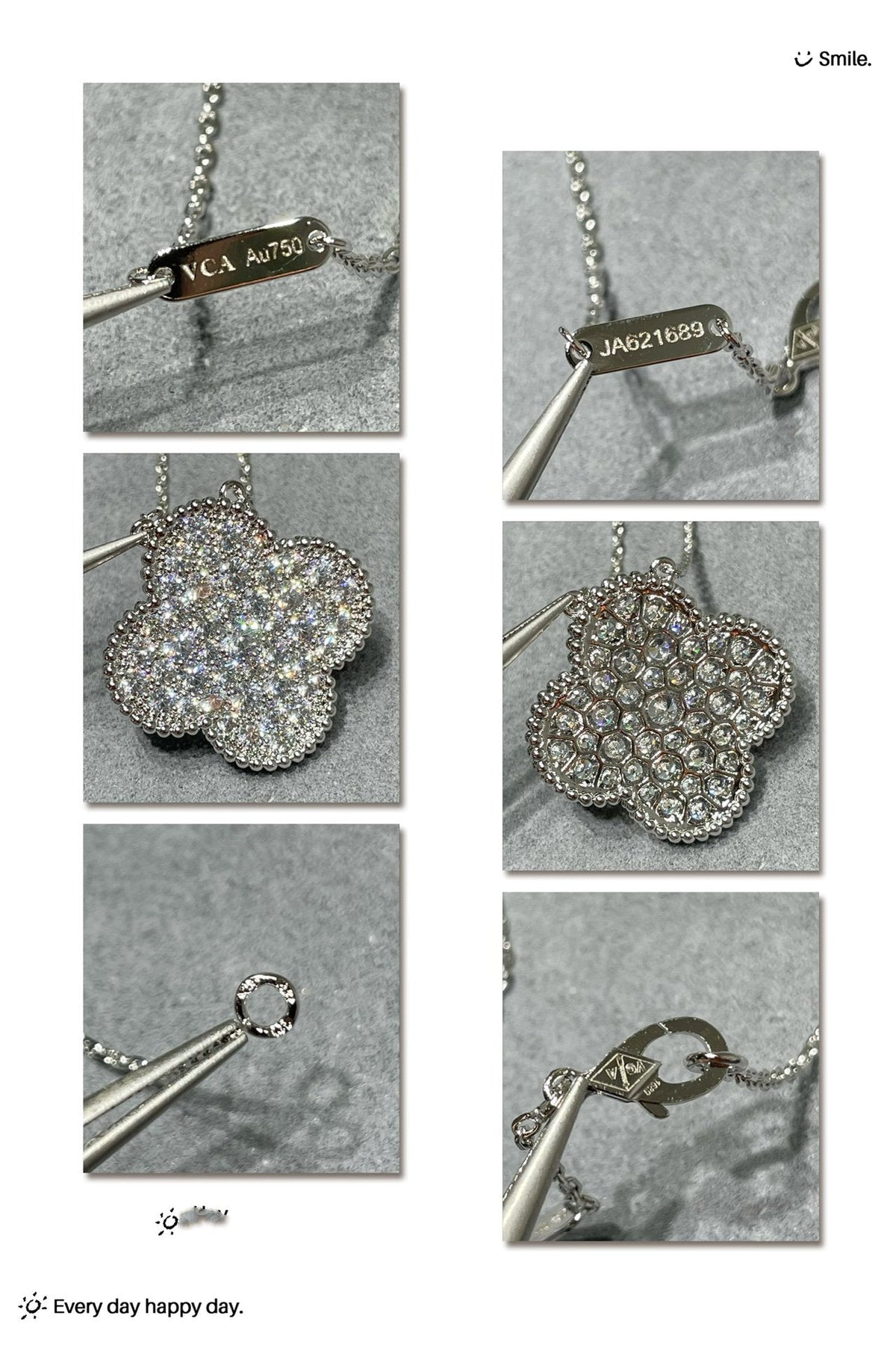 [⭐Maelin]CLOVER 25MM LARGE PENDANT DIAMOND PAVED SILVER NECKLACE