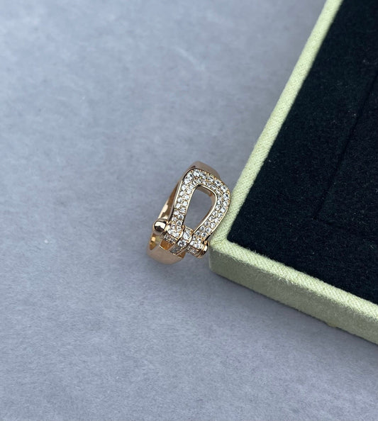 [⭐Maelin]Wide Hoof-Shaped Diamond-Studded Ring