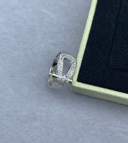 [⭐Maelin]Wide Hoof-Shaped Diamond-Studded Ring