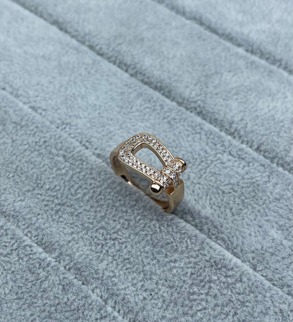 [⭐Maelin]Wide Hoof-Shaped Diamond-Studded Ring