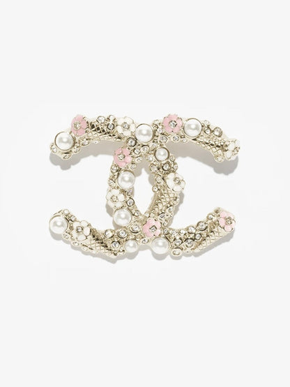 [⭐Maelin]26C Pink-White Enamel Ice Cream Cone Double C Brooch