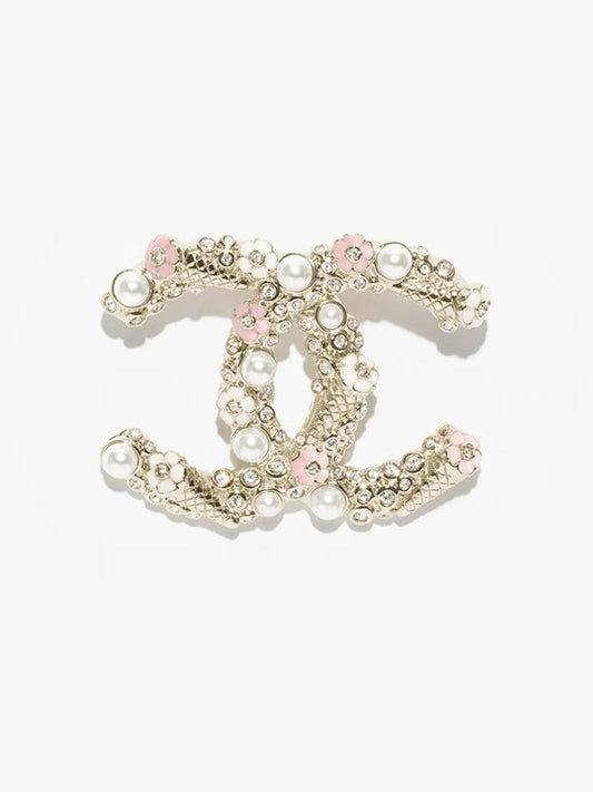 [⭐Maelin]26C Pink-White Enamel Ice Cream Cone Double C Brooch