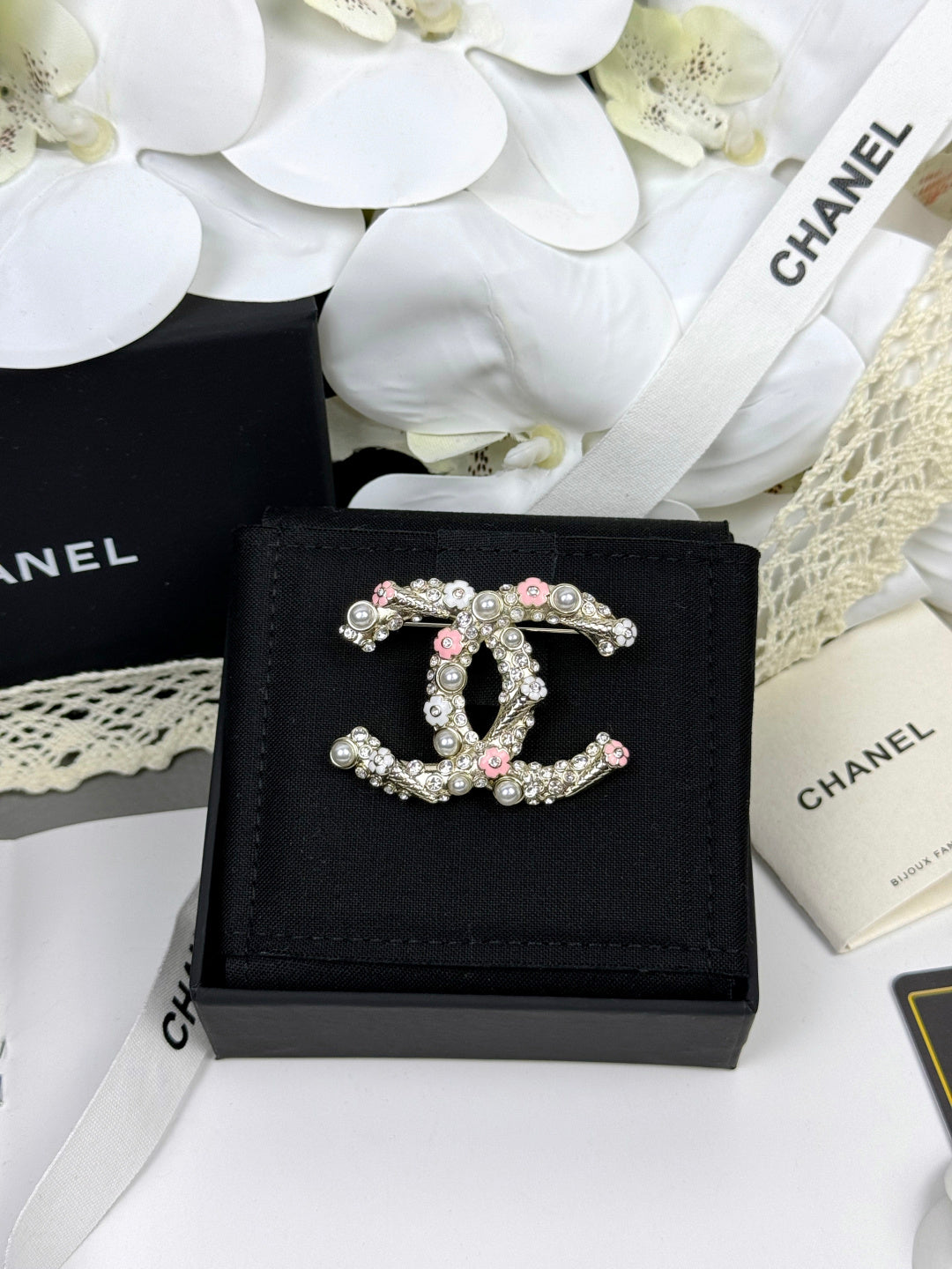 [⭐Maelin]26C Pink-White Enamel Ice Cream Cone Double C Brooch