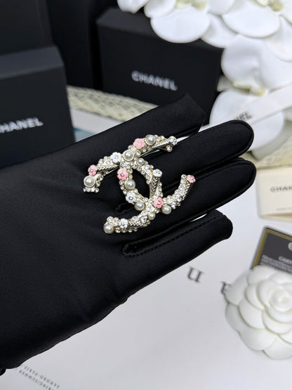 [⭐Maelin]26C Pink-White Enamel Ice Cream Cone Double C Brooch