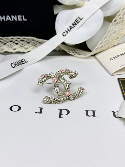 [⭐Maelin]26C Pink-White Enamel Ice Cream Cone Double C Brooch