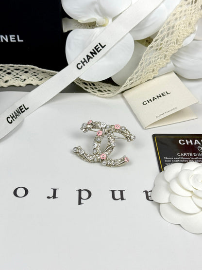 [⭐Maelin]26C Pink-White Enamel Ice Cream Cone Double C Brooch