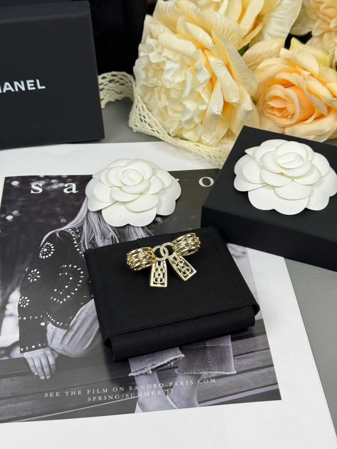 [⭐Maelin]25K Hollow Bow Brooch