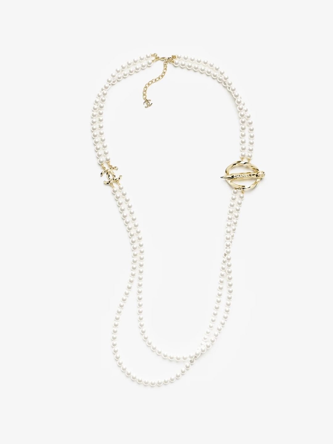 [⭐Maelin]25K Pencil Double C Double-Layer Pearl Sweater Chain