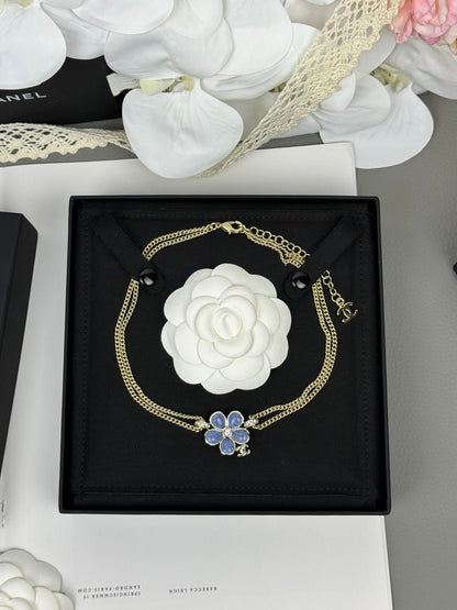 [⭐Maelin]New Blue Floral Double-Layer Necklace