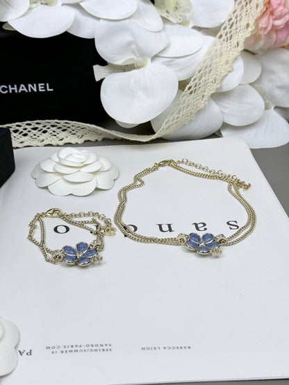 [⭐Maelin]New Blue Floral Double-Layer Necklace