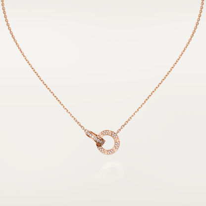 [⭐Maelin]LOVE 7.6MM NECKLACE ROSE GOLD AND SILVER  FULL DIAMOND