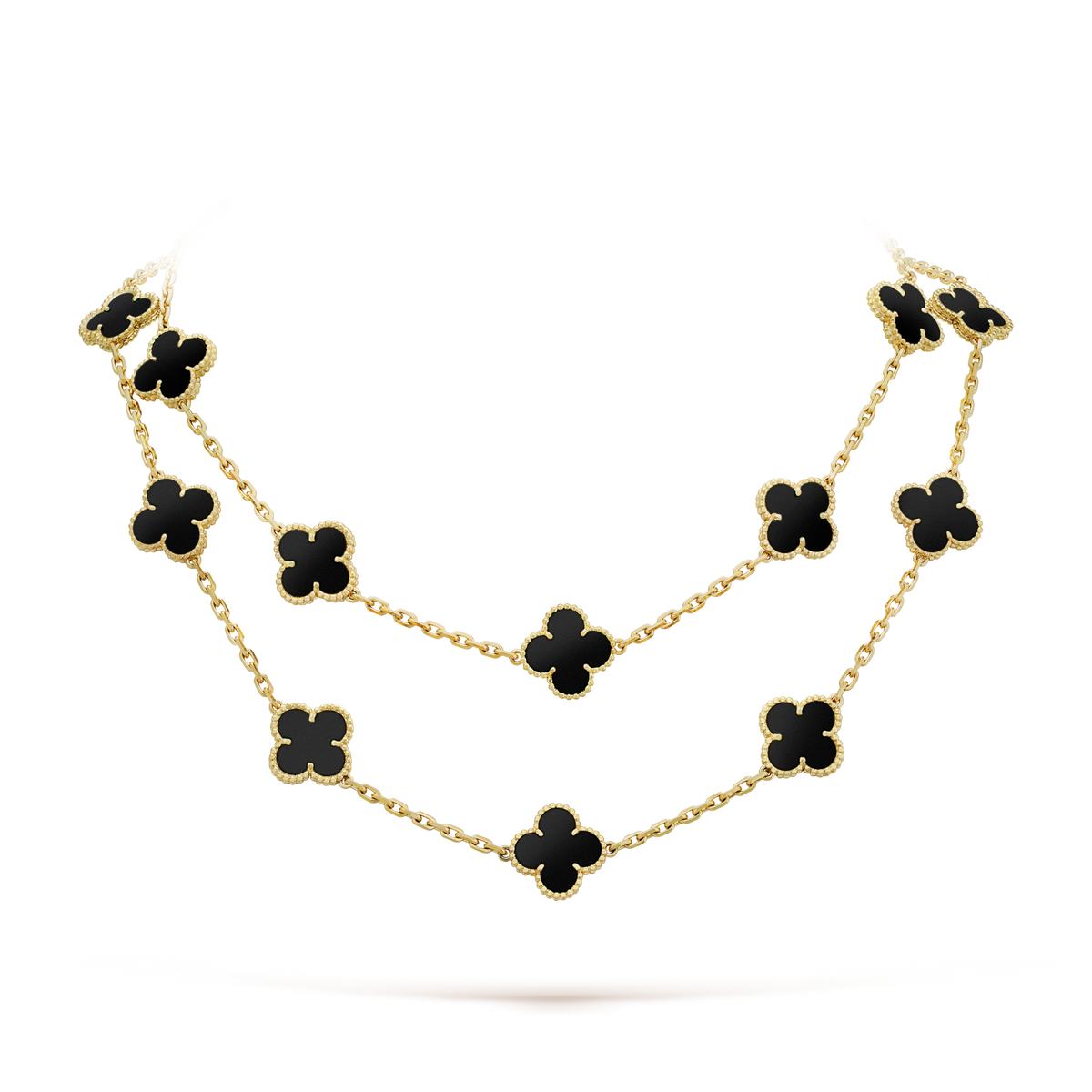 [⭐Maelin]CLOVER 20 MOTIFS ONYX NECKLACE