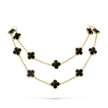 [⭐Maelin]CLOVER 20 MOTIFS ONYX NECKLACE