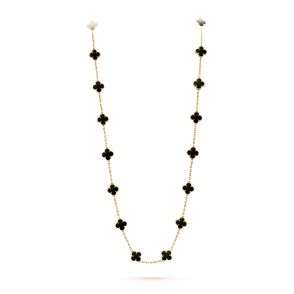 [⭐Maelin]CLOVER 20 MOTIFS ONYX NECKLACE
