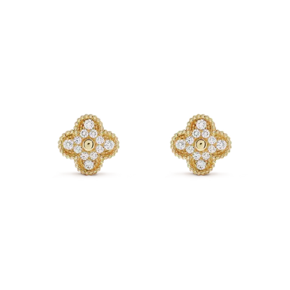 [⭐Maelin]CLOVER MEDIUM 1 MOTIFS FUll DIAMOND EARRINGS