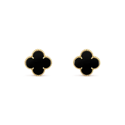 [⭐Maelin]CLOVER MEDIUM 1 MOTIFS  ONYX STUD EARRINGS