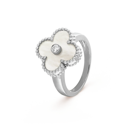 [⭐Maelin]CLOVER SILVER MOP DIAMOND RING