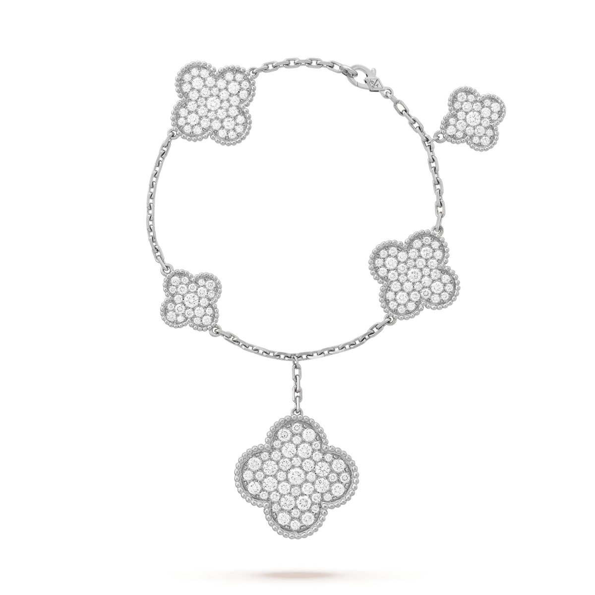 [⭐Maelin]CLOVER 6 MOTIFS SILVER DIAMOND BRACELET