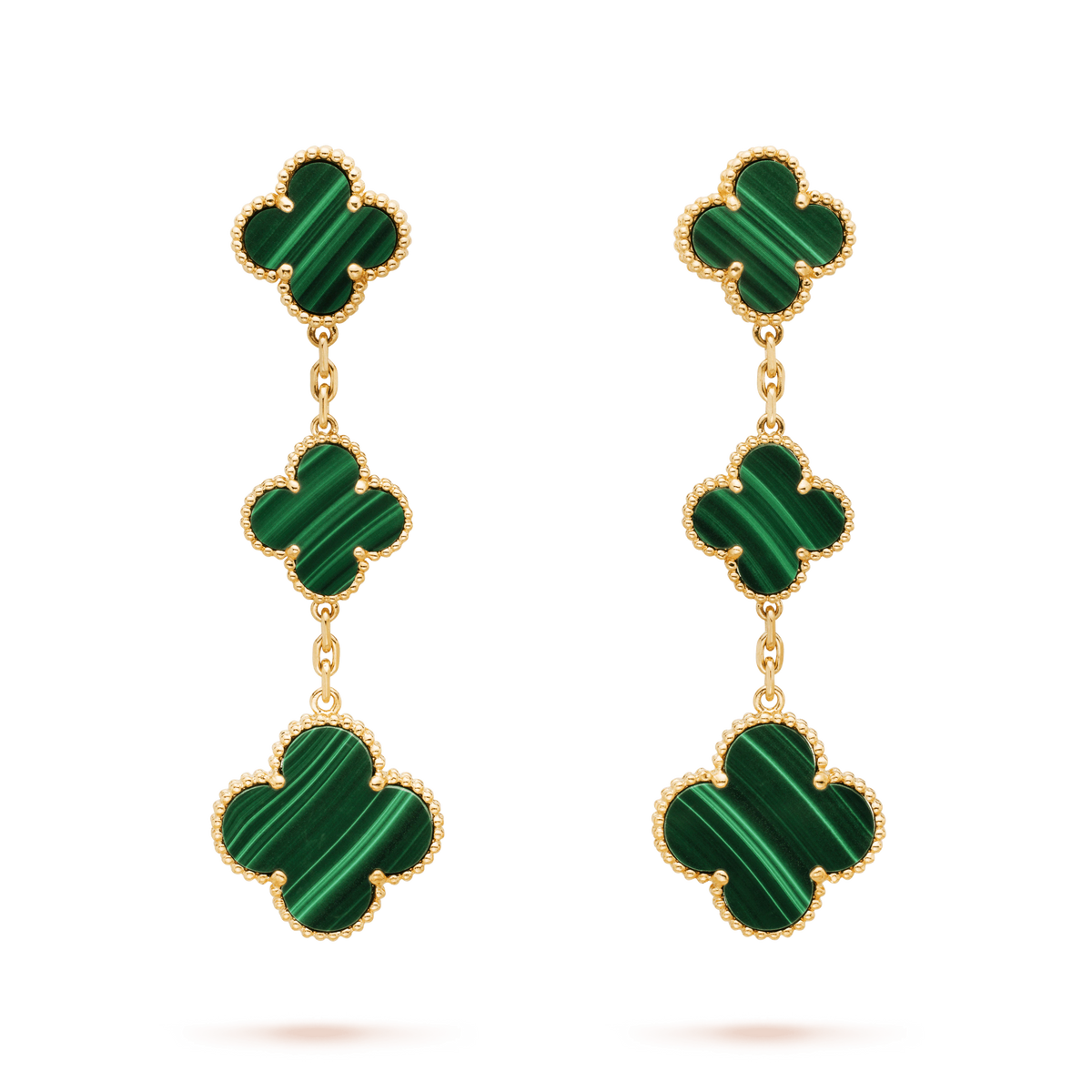 [⭐Maelin]CLOVER MALACHITE 3 MOTIFS GOLD