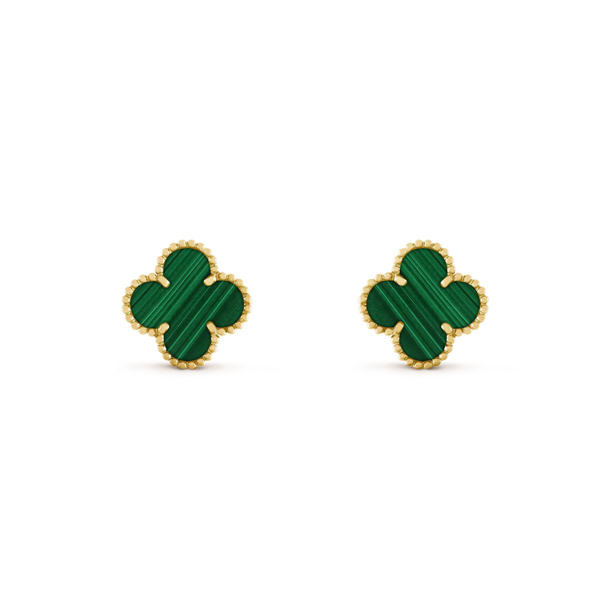 [⭐Maelin]CLOVER MEDIUM 1 MOTIFS MALACHITE  EARRINGS