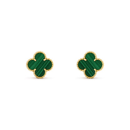 [⭐Maelin]CLOVER MEDIUM 1 MOTIFS MALACHITE  EARRINGS