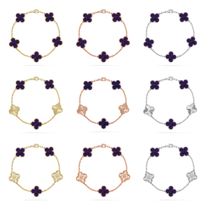 [⭐Maelin]CLOVER 5 MOTIF PURPLE STRIPES BRACELET COLLECTION