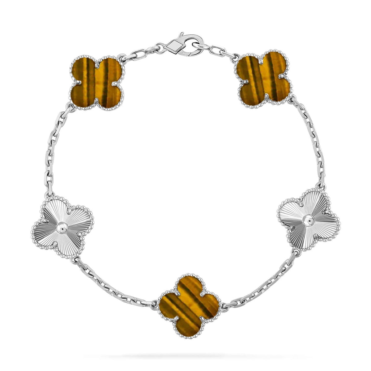 [⭐Maelin] CLOVER 5 MOTIFS TIGER EYE BRACELET COLLECTION
