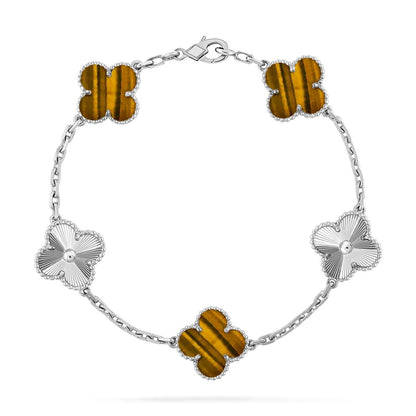[⭐Maelin] CLOVER 5 MOTIFS TIGER EYE BRACELET COLLECTION