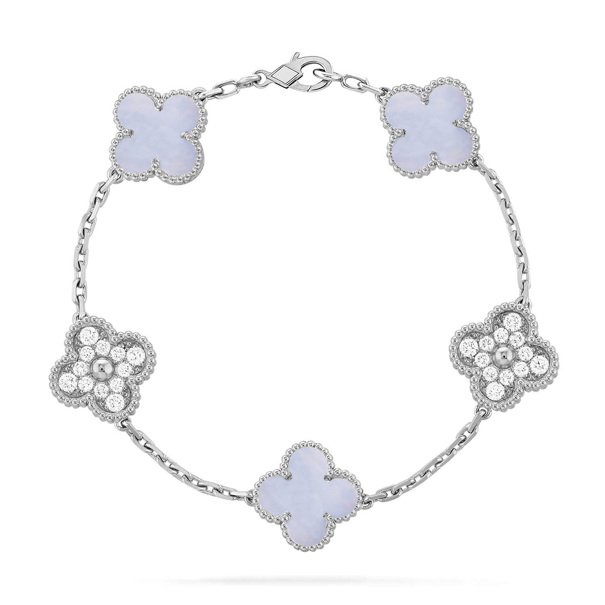[⭐Maelin] CLOVER 5 MOTIF PURPLE CHALCEDONY BRACELET COLLECTION