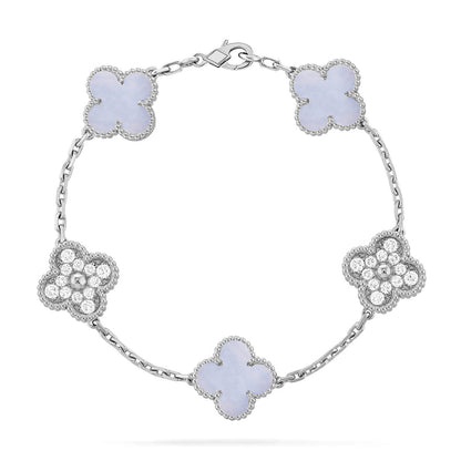 [⭐Maelin] CLOVER 5 MOTIF PURPLE CHALCEDONY BRACELET COLLECTION