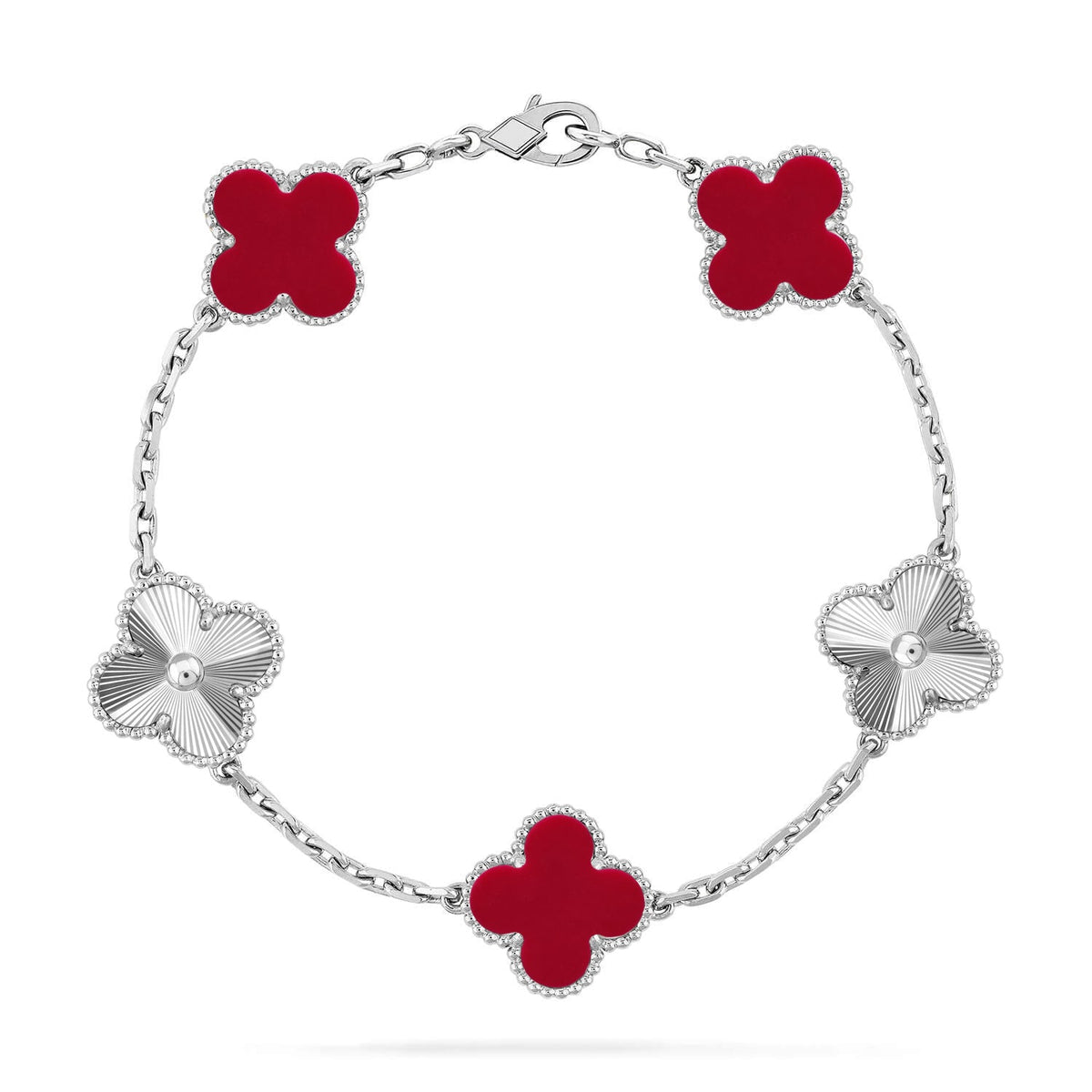 [⭐Maelin] CLOVER 5 MOTIF RED CORNELIAN BRACELET COLLECTION