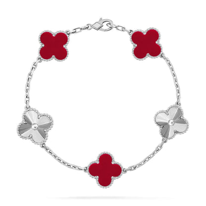 [⭐Maelin] CLOVER 5 MOTIF RED CORNELIAN BRACELET COLLECTION
