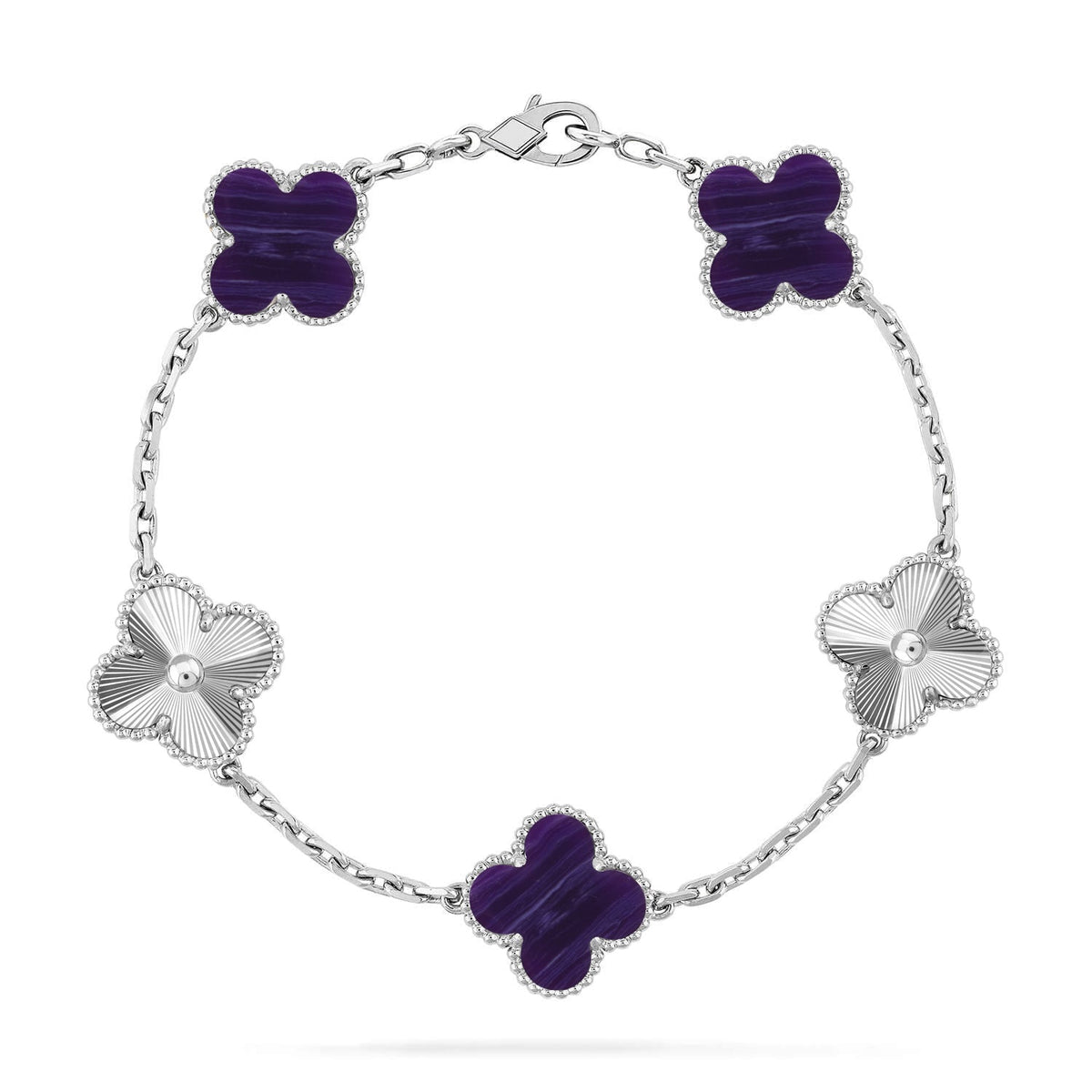 [⭐Maelin]CLOVER 5 MOTIF PURPLE STRIPES BRACELET COLLECTION
