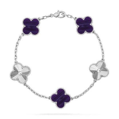 [⭐Maelin]CLOVER 5 MOTIF PURPLE STRIPES BRACELET COLLECTION