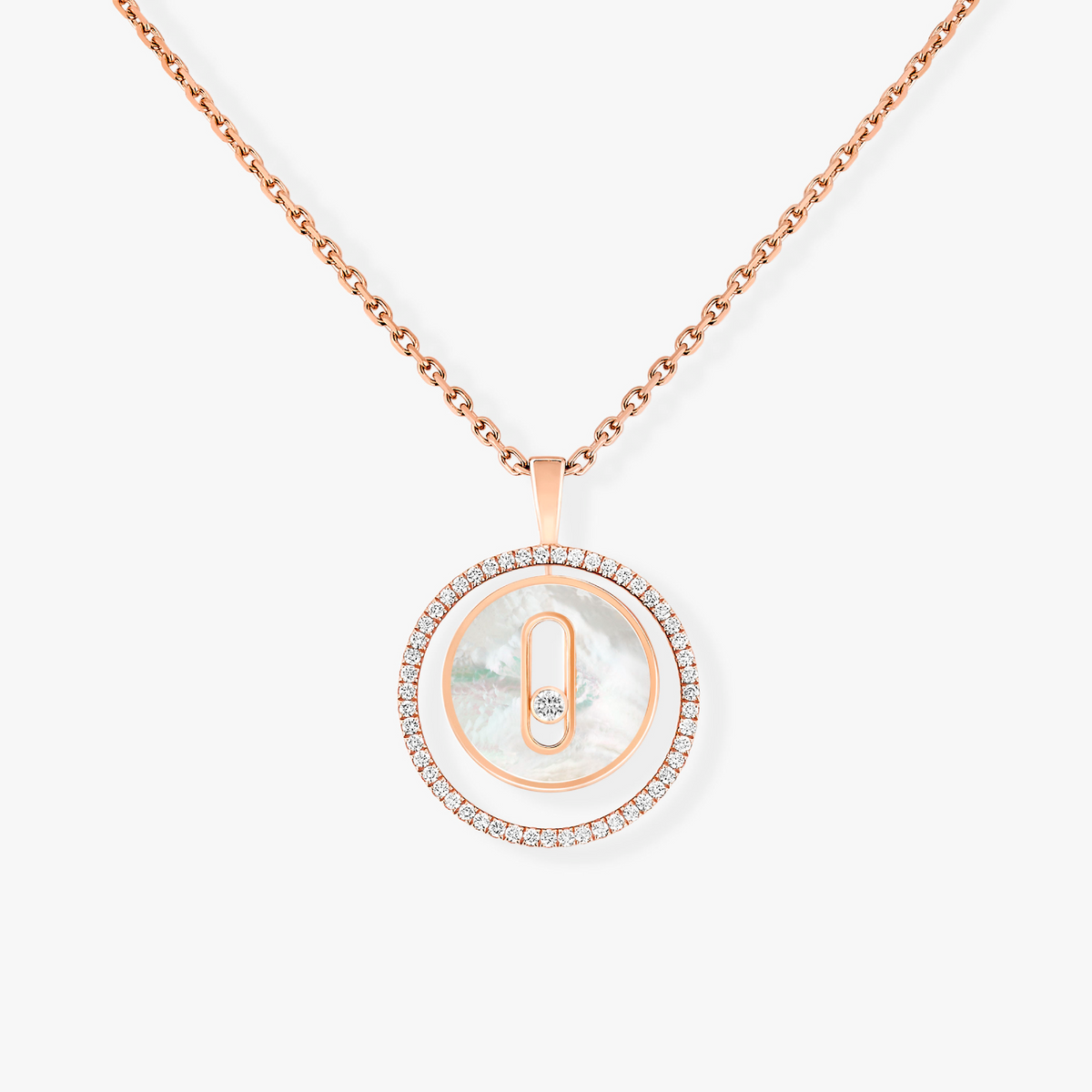[⭐Maelin]Demo MOVE 1 DIAMOND WHITE MOTHER OF PEARL PINK GOLD DIAMOND NECKLACE