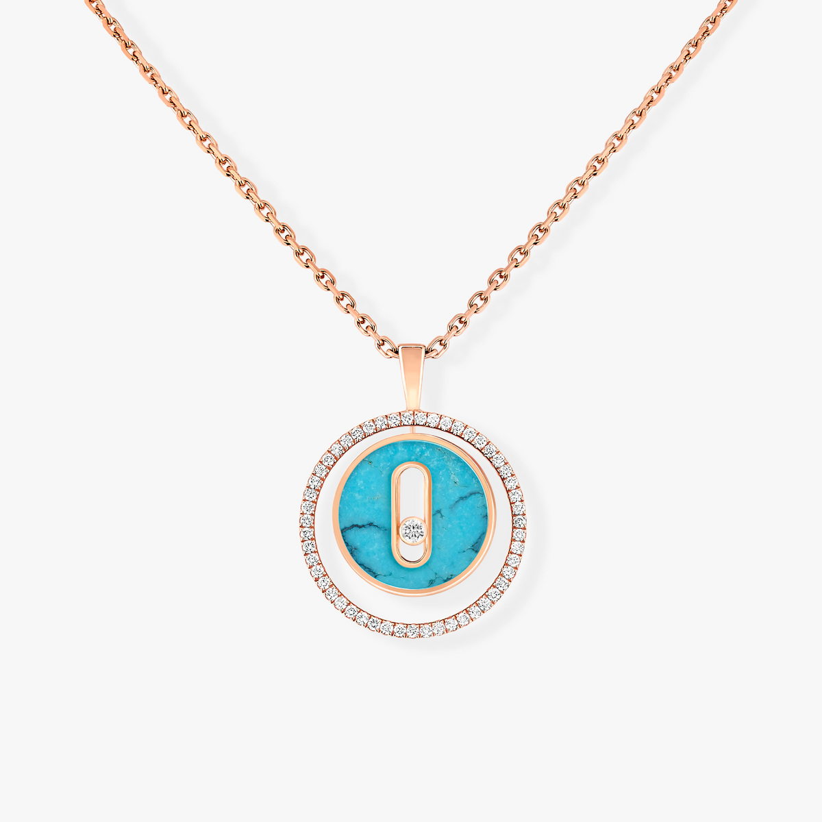 [⭐Maelin]Demo MOVE 1 DIAMOND TURQUOISE PINK GOLD DIAMOND NECKLACE