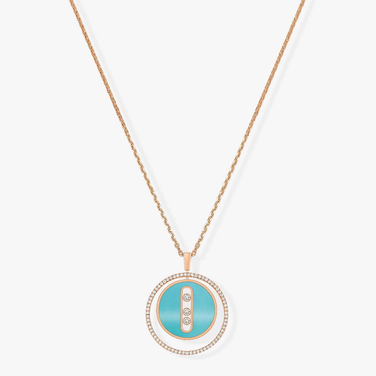 [⭐Maelin]Demo MOVE 3 DIAMONDS TURQUOISE PINK GOLD DIAMOND NECKLACE