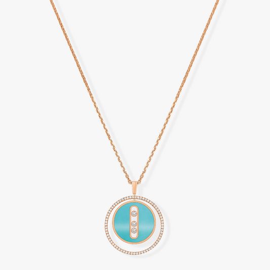 [⭐Maelin]Demo MOVE 3 DIAMONDS TURQUOISE PINK GOLD DIAMOND NECKLACE