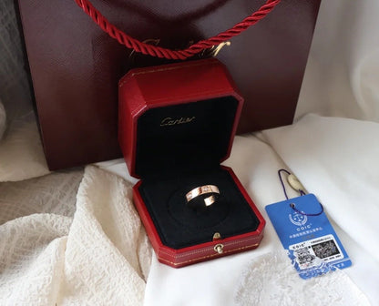 [⭐Maelin]LOVE RING 5.5MM 6 DIAMONDS PINK GOLD