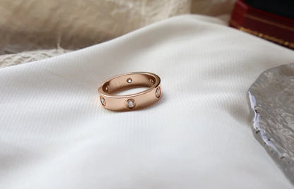 [⭐Maelin]LOVE RING 5.5MM 6 DIAMONDS PINK GOLD