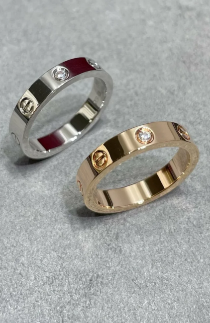 [⭐Maelin]LOVE RING 4MM 1 DIAMOND SILVER