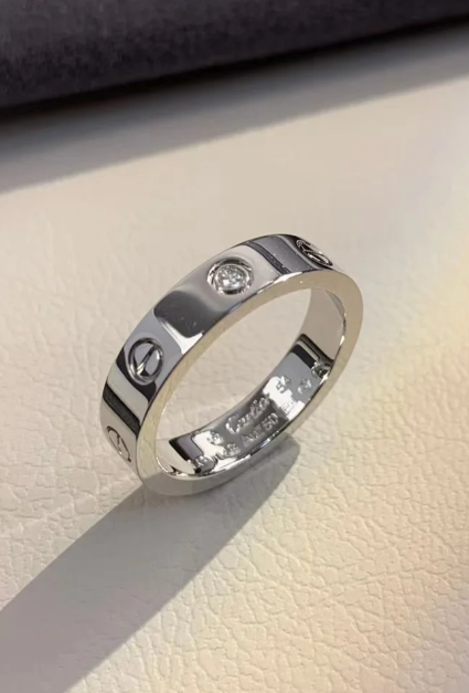 [⭐Maelin]LOVE RING 4MM 1 DIAMOND SILVER