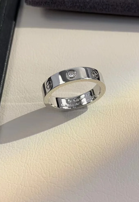 [⭐Maelin]LOVE RING 4MM 1 DIAMOND SILVER