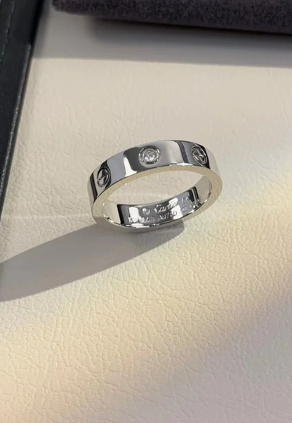 [⭐Maelin]LOVE RING 4MM 1 DIAMOND SILVER